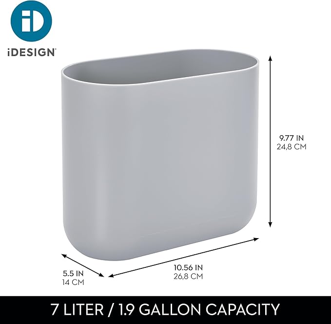iDesign Small Slim Plastic Bathroom Trash Can, Garbage Can - Image 4