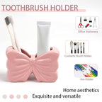 Bow Toothbrush Holder， 2-Slot Toothbrush and Toothpaste Holder Cute Toothbrush - Image 4