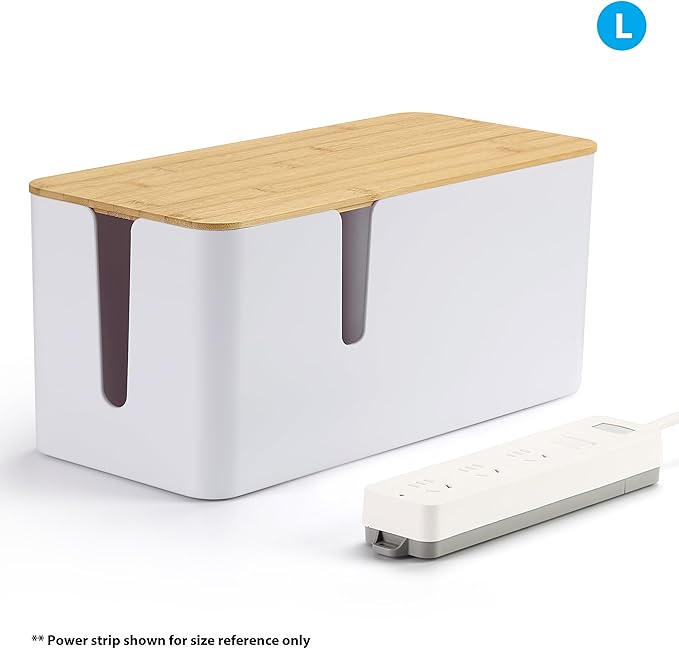 ZhiYo Bamboo Lid Cord Organizer Box, Safe ABS Wire Organizer - Image 8