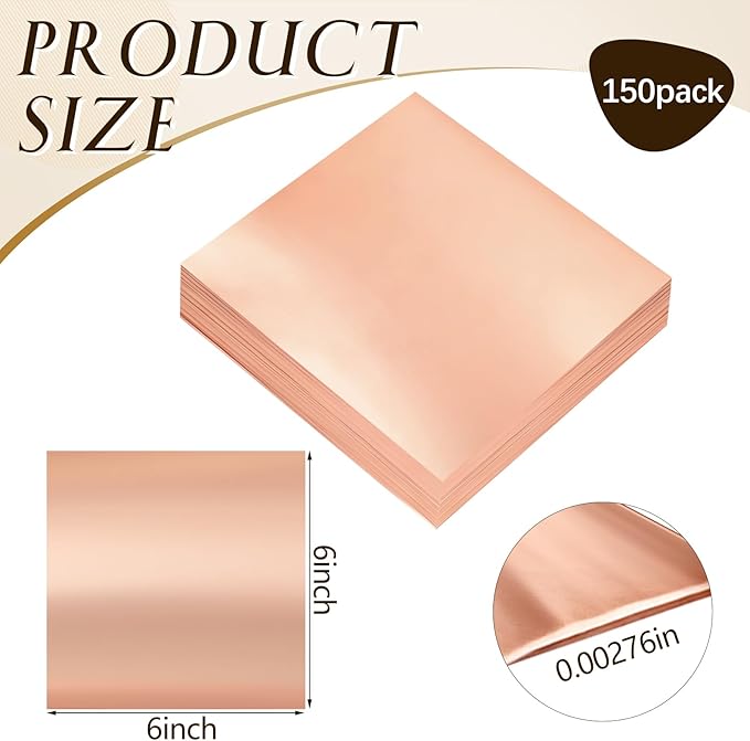 150 Packs Aluminum Metal Crafts DIY Foil 6 Inch x 6 Inch x 0.07 mm Thick - Image 2