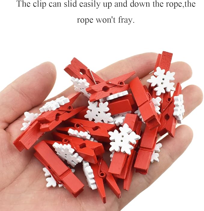 HAHIYO Mini Wooden Snowflake Clothespin Clip Christmas Photo Paper Holders - Image 5