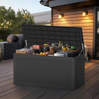 120 Gallon Outdoor Deck Box, Lockable Waterproof Outdoor Storage Boxes For Garden Tools,Indoor Cushions,Accessories Outside Storage Resin Weatherproof Container(Black) - Image 7