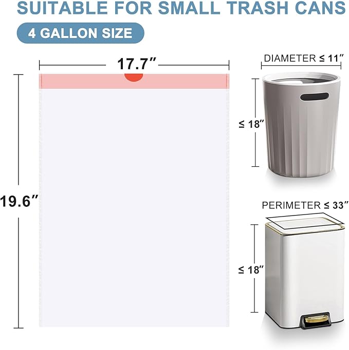 Small Garbage Bags 120 Count, JUKFITA Extra Strong 4 Gallon Trash Bags - Image 6