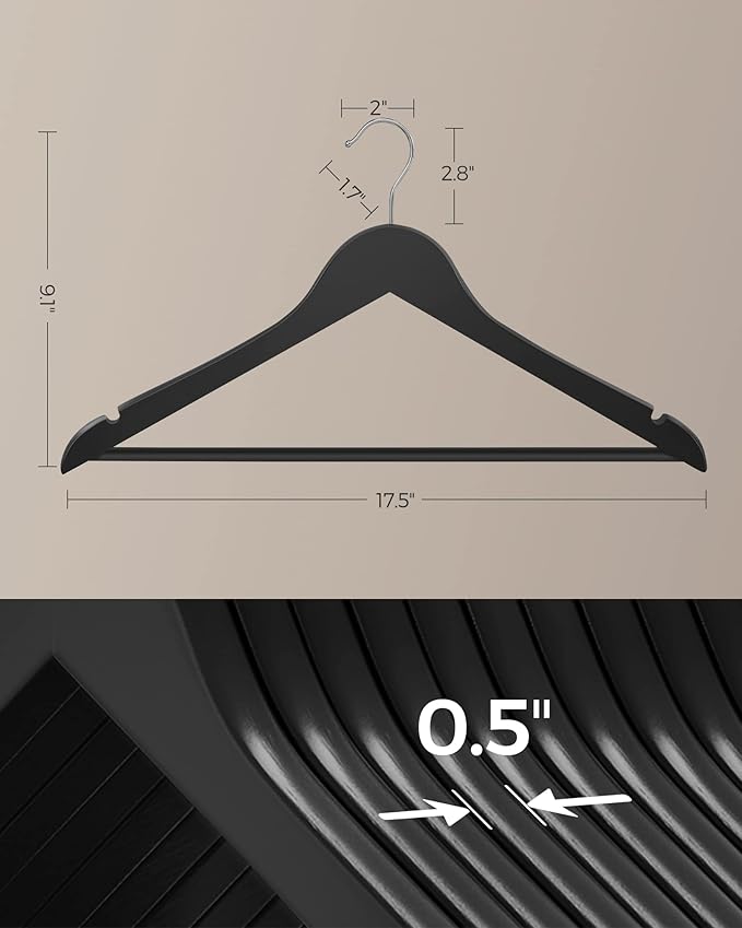 SONGMICS Wooden Hangers, Swivel Hook, Non-Slip - Image 5