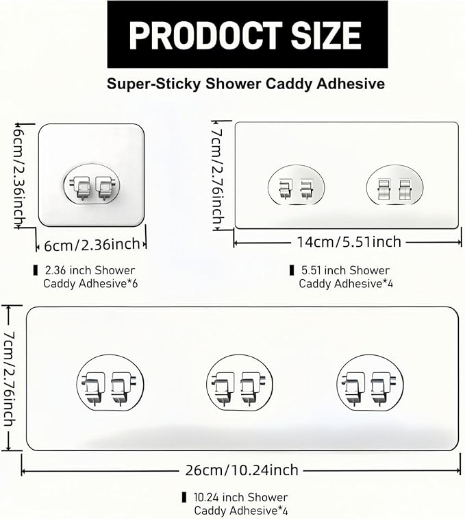 14 Pack Shower Caddy Adhesive Replacement, Waterproof Strong Shower Shelf - Image 2