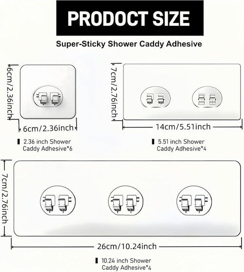 14 Pack Shower Caddy Adhesive Replacement, Waterproof Strong Shower Shelf - Image 2