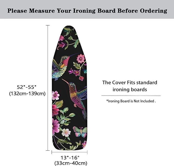 Retro Floral Hummingbird Ironing Board Cover 15x54 Inch Extra Thick Resistant - Image 6