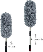 Microfiber Car Duster Exterior Scratch Free, Extendable Handle Interior - Image 2