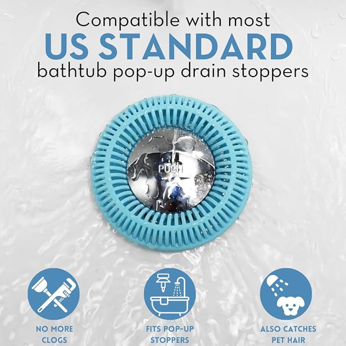 Hair Catcher for Shower Drain & Bathtub – TubRing Pop-Up Drain Protector & - Image 4