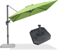 PURPLE LEAF 9 Feet Square Cantilever Umbrella Patio Umbrella with Base Outdoor Umbrella Aluminum Offset with 360-degree Rotation for Garden Deck Pool Patio Apple Green by PURPLELEAF