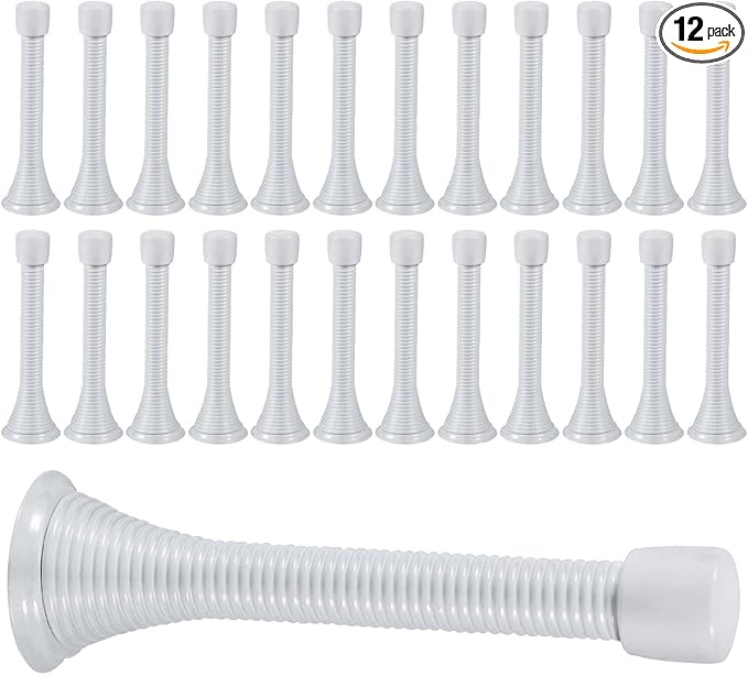 24 Pack Spring Door Stops 3 1/4 Inch Flexible Heavy Duty Spring Door Stopper by KISEER