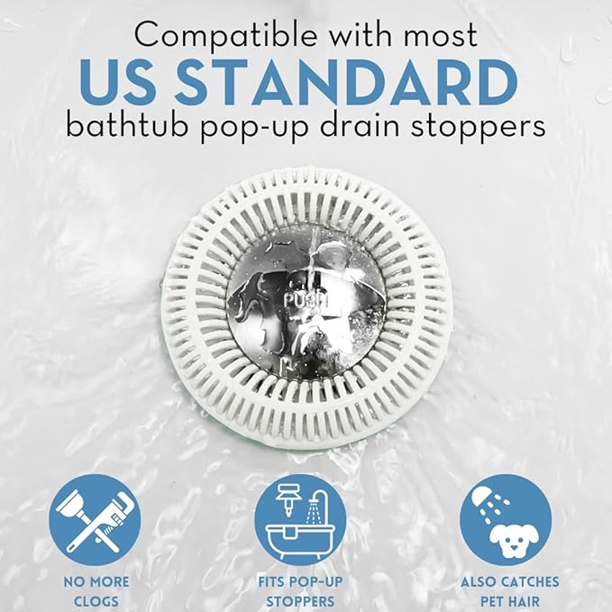 Hair Catcher for Shower Drain & Bathtub – TubRing Pop-Up Drain Protector & - Image 4