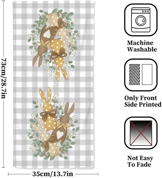 Spring Hand Towels, 2 Packs Buffalo Plaid Easter Bathroom Towels Soft - Image 2