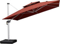 PURPLE LEAF 12 Feet Double Top Deluxe Square Patio Umbrella Offset Hanging Umbrella Cantilever Outdoor Market Garden Umbrella, Brick Red by PURPLELEAF