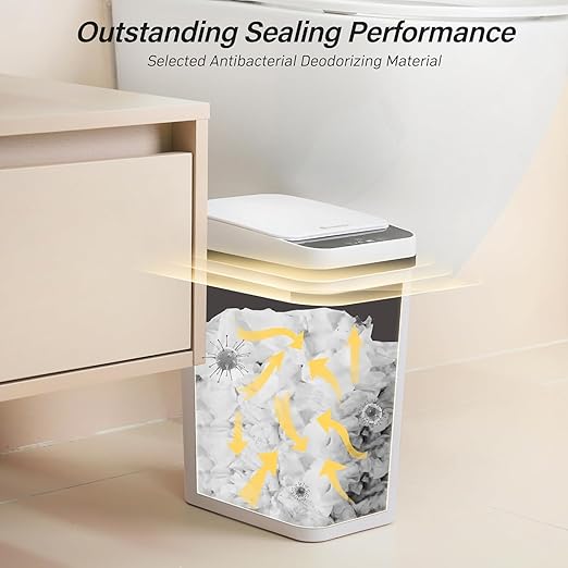 Bathroom Garbage Can with Lid, 2.6 Gallon Diaper Trash Can, Automatic Trash - Image 5