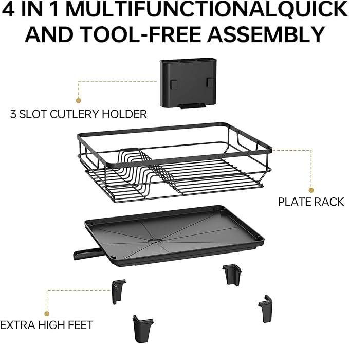 TOOLF Space-Saving Dish Drying Rack, Sink Dish Drainer Rack, Dishes Strainer - Image 9
