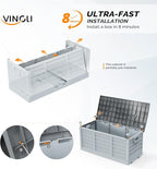VINGLI 75 Gallon Collapsible Outdoor Storage Box, Simple-to-assemble Plastic Storage Containers with Lid, Patio Deck Box Furniture for Garden, Pool, Balcony, Yard (Grey) - Image 2
