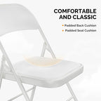 VINGLI 10 Pack Folding Chairs with Padded Seats, Metal Frame with Pu Leather Seat & Back, Capacity 350 lbs, White - Image 5