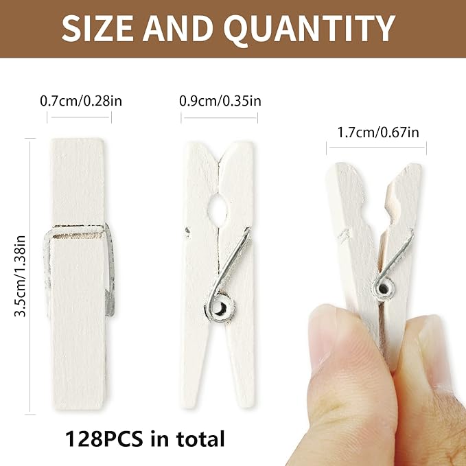 Mini Photo Clips, 1.4 Inch Small Wooden Clothespins - Image 7