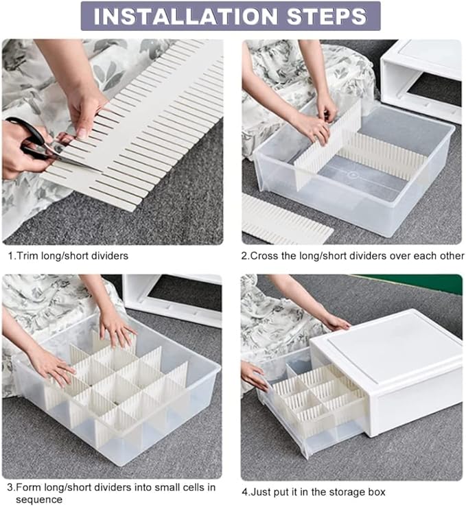 44Pcs Drawer Dividers with Fixing Buckle, Adjustable Drawer Organizer Storage - Image 7