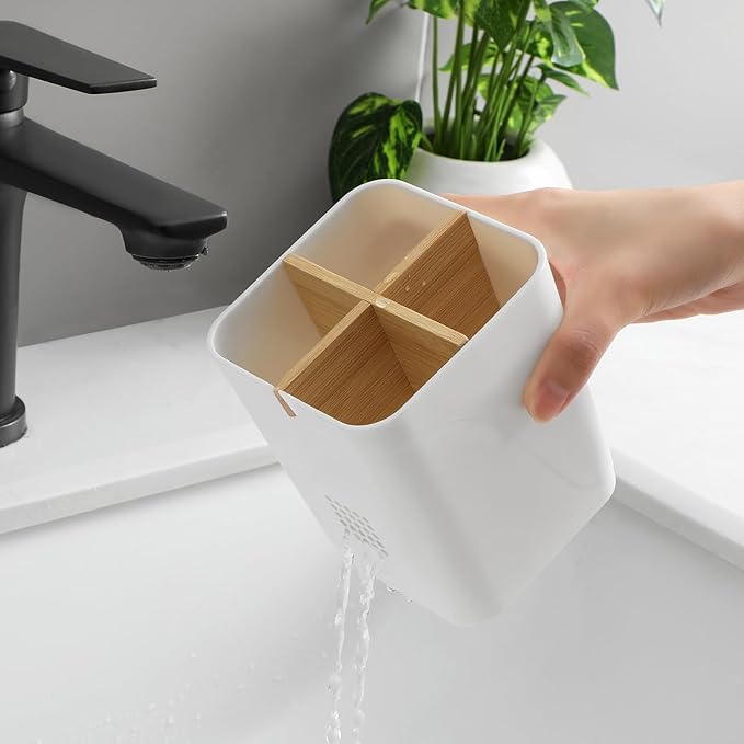 Toothbrush Holders Drainage for Bathrooms, 4 Slots Tooth Brushing Holder - Image 6
