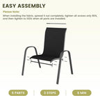 UDPATIO Patio Chairs Set of 8, Stackable Outdoor Dining Chairs with High Back, Breathable Textilene Fabric Outdoor Chair All Weather, 350LBS Capacity for Garden, Backyard (Black) - Image 8