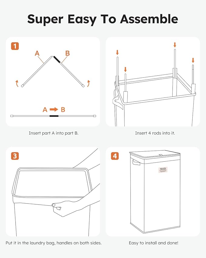SOLEDI Laundry Hamper with Lid 100L Large & Tall Collapsible Laundry Basket - Image 9