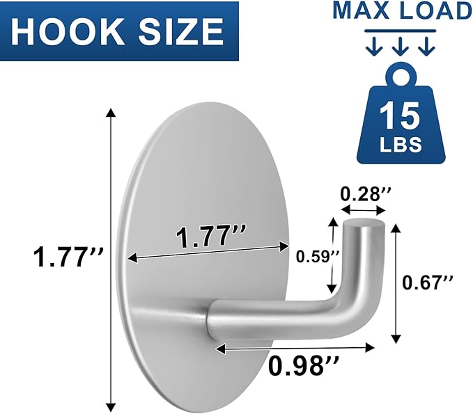 Adhesive Hooks for Bathrooms, 4 Piece Towel Hooks for Hanging Hat Robe Coat - Image 2