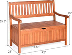 Tangkula Outdoor Wood Storage Bench Deck Box, Entryway Porch Storage Bench with Inner Removable Dust-Proof Lining & Portable Handles, Eucalyptus Wood Loveseat for Garden, Lawn, Balcony & Yard - Image 3