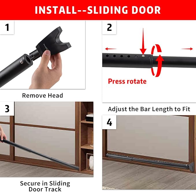 2 Pack 2-in-1 Door Security Bar & Sliding Patio Door Stopper Security Jammer - Image 6