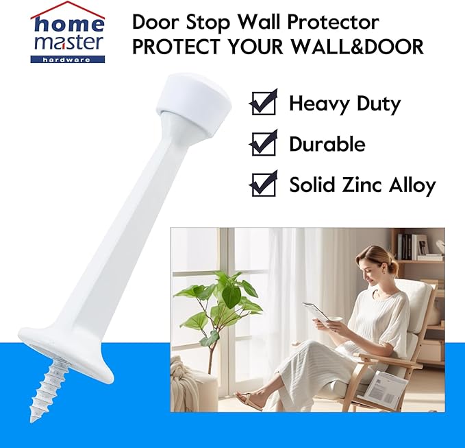 3" Door Stopper, 8 Pack Heavy Duty Solid Rigid Door Stops w/Plastics Tip - Image 2