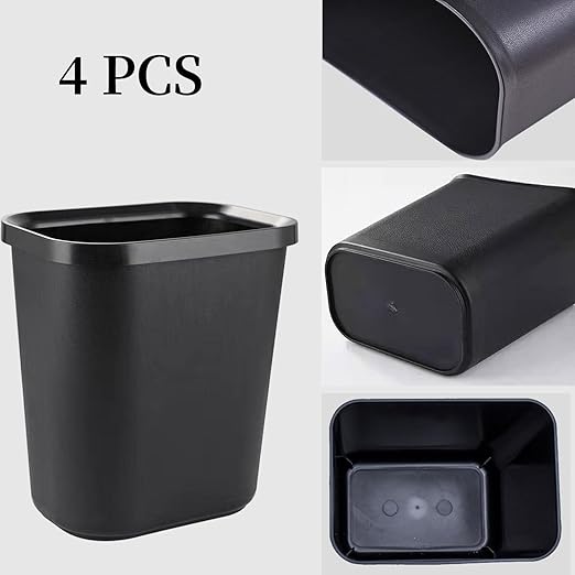 Black Small Trash Can 4Pack, 2Gallon/8L Plastic Office Trash Bin Garbage Can - Image 4
