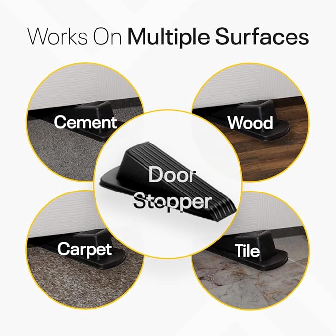 Door Stoppers for Bottom of Door – Rubber Door Stopper Wedge – Pack of 2 – Door - Image 4
