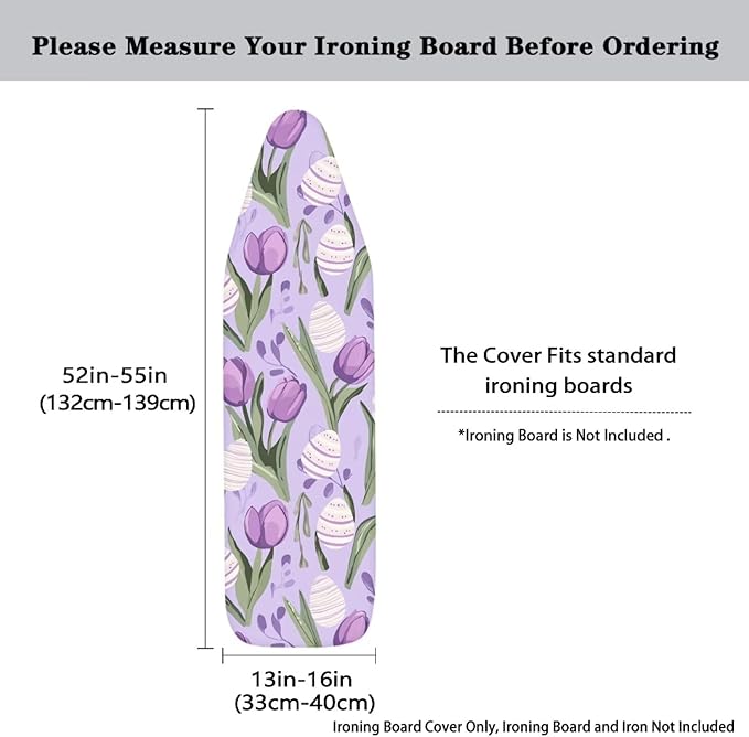 Purple Tulips Ironing Board Cover and Pad Elastic Edge Universal Washable - Image 5