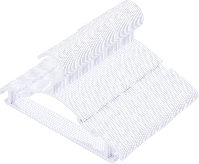 60 Pack White Baby Nursery Closet Hangers, Non-Slip Laundry Infant Pant Hanger by VIIBASE