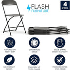 Flash Furniture Hercules Series Plastic Folding Chairs for Parties and Weddings, Stackable Commercial Event Seats with 650-lb. Static Weight Capacity, Set of 4, Black - Image 3