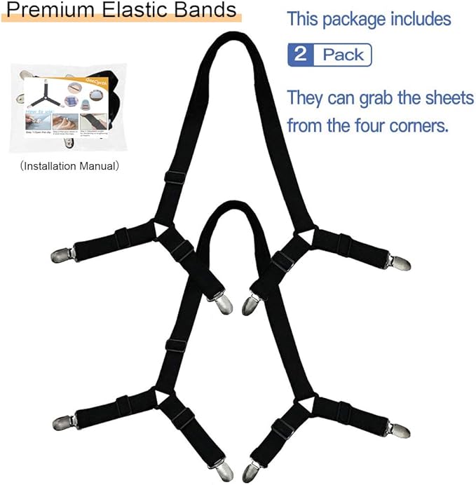 Bed Sheet Holder Straps, Triangle Elastic Mattress Cover Holder Fasteners - Image 7