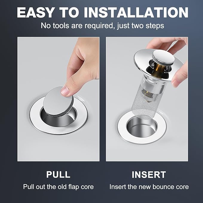 Bathroom Sink Drain Strainer, Pop Up Sink Drain Strain, Bathroom Sink Stopper - Image 5