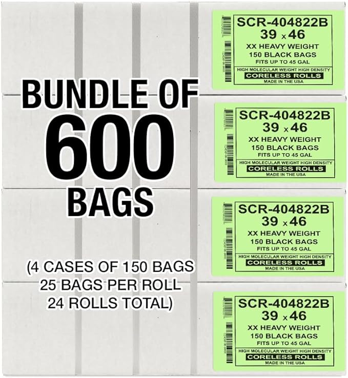 Aluf Plastics 45 Gallon 22 Micron Black Trash Bags - Image 6