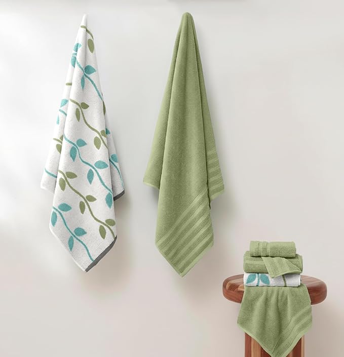 Modern Threads Organic Vines 6-Piece 100% Cotton Towel Set – Yarn Dyed Jacquard - Image 2