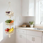 3 Tier Hanging Fruit Basket, Macrame Hanging Basket - Image 2