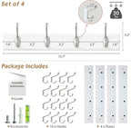 Forbena White Coat Rack Wall Mount 4-Pack, Coat Hanger Wall Mounted - Image 3