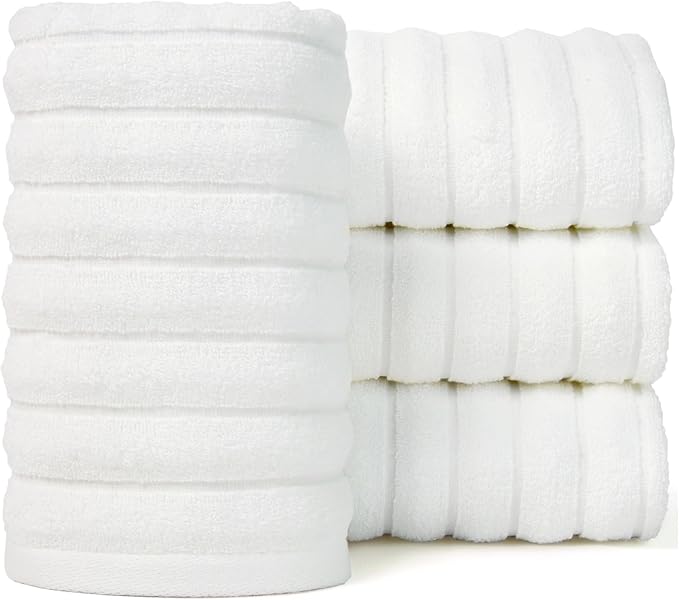 Jacquotha Luxurious 4-Pack Ribbed Striped Hand Towels – Hotel & Spa Premium by Jacquotha