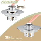 Kitchen Sink Drain Strainer 3 in 1, 304 Stainless Steel Pop Up Sink Stopper - Image 4