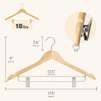 HOUSE DAY 24 Pack High-Grade Wooden Suit Hangers Skirt Hangers - Image 5
