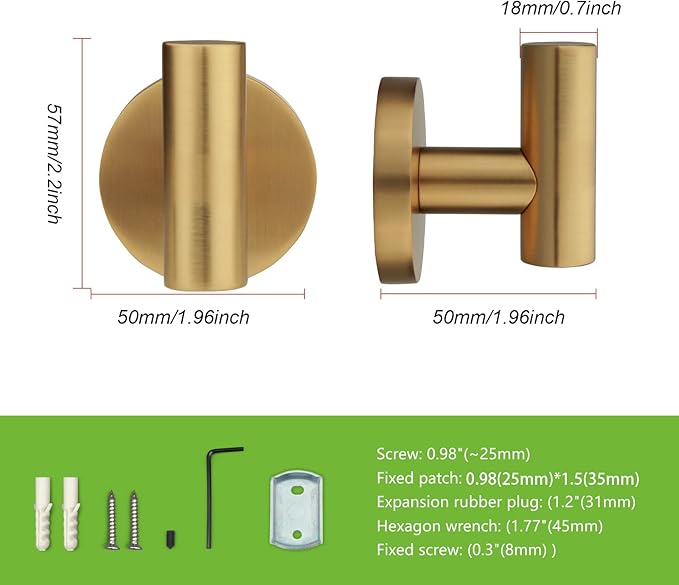 TUNNY 3 Pack Round Bathroom Towel Hooks - Image 2