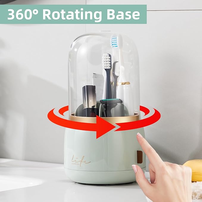 Toothbrush Holders for Bathrooms, Rotating 7 Slots Electric Toothbrush Holders - Image 2