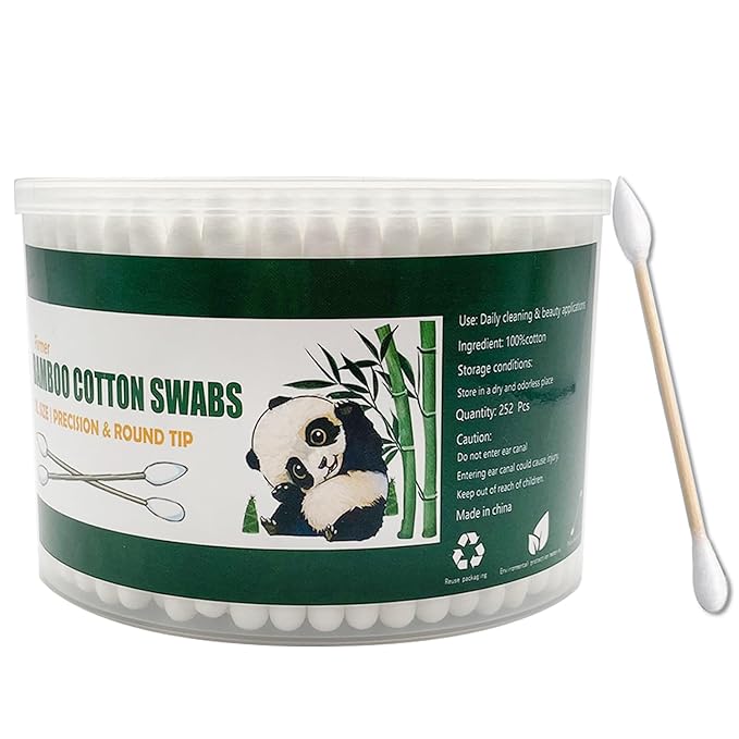 Thick Cotton Swabs, XL Size Natural Bamboo Cotton Buds, Precision & Round Tip by qzcccecl