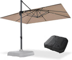 PURPLE LEAF 10' X 13' Square Cantilever Umbrella Patio Umbrella with Base Outdoor Umbrella Aluminum Offset with 360-degree Rotation for Garden Deck Pool Patio Taupe by PURPLELEAF