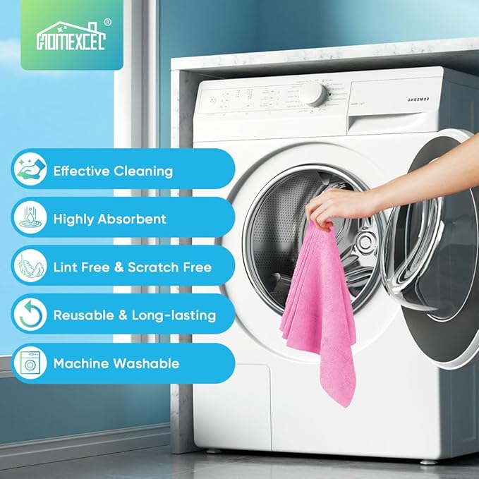 HOMEXCEL Pink Microfiber Cleaning Cloths, 20 Pack Cleaning Rags - Image 7